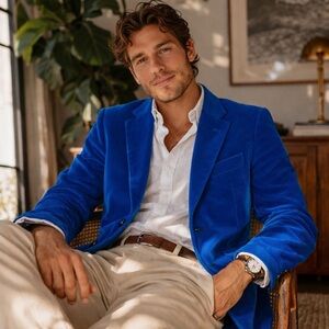 Hickey Freeman Blue Micro Corduroy Blazer Sport Coat USA Men’s L Classic Fit